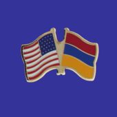 Armenia Lapel Pin (Double Waving Flag w/USA)