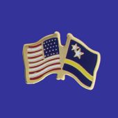 Curacao Lapel Pin (Double Waving Flag w/USA)