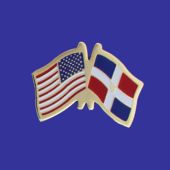 Dominican Republic Lapel Pin (Double Waving Flag w/USA)