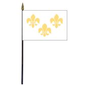 Fleur-de-lis Stick Flag (White 3) - 4x6"
