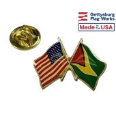 Guyana Lapel Pin (Double Waving Flag w/USA)