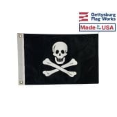 Jolly Roger Pirate Flag - 12x18" Double-Sided - Made in USA