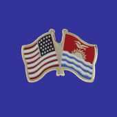 Kiribati Lapel Pin (Double Waving Flag w/USA)