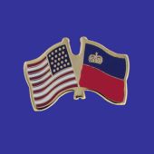 Liechtenstein Lapel Pin (Double Waving Flag w/USA)