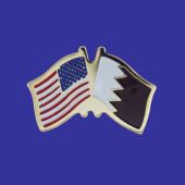 Qatar Lapel Pin (Double Waving Flag w/USA)