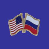 Russian Federation Lapel Pin (Double Waving Flag w/USA)