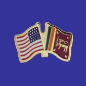 Sri Lanka Lapel Pin (Double Waving Flag w/USA)