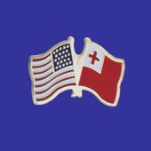 Tonga Lapel Pin (Double Waving Flag w/USA)