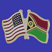 Vanuatu Lapel Pin (Double Waving Flag w/USA)