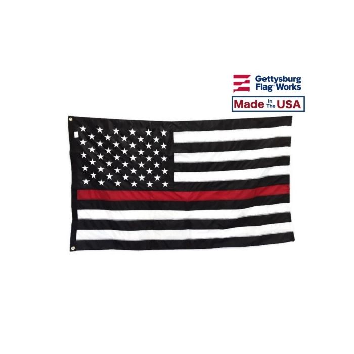 Embroidered Thin Red Line Flag for Firefighters | Made in USA