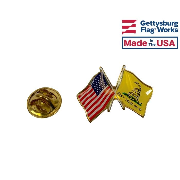 Gadsden Lapel Pin (Double Waving Flag w/USA)