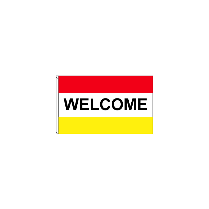 WELCOME Flag - Red, White & Yellow